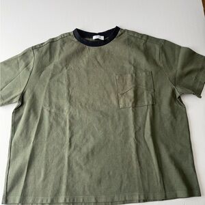 Rhude Olive Short Sleeve Tee with Black Trim